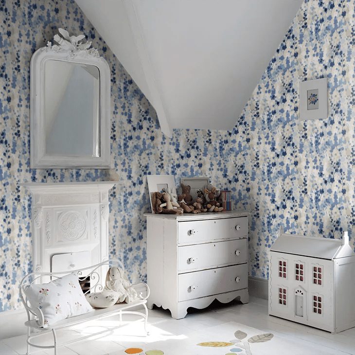 Blossom Wallpaper - Blue Natural - Ohpopsi - JRD50124W - Premier Wallcovering
