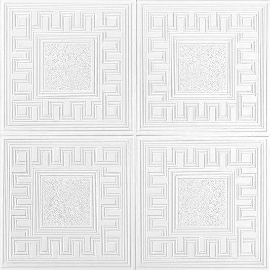 Blown Vinyl Greek Key Paintable Textured Wallpaper - White - Belgravia - 5835 - Premier Wallcovering
