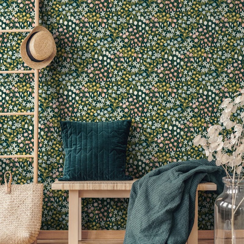 Bluebell Floral Wallpaper - Blue Multi - Grandeco - A64102 - Premier Wallcovering