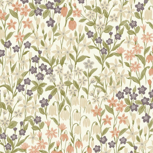 Bluebell Floral Wallpaper - Cream Multi - Grandeco - A64101 - Premier Wallcovering