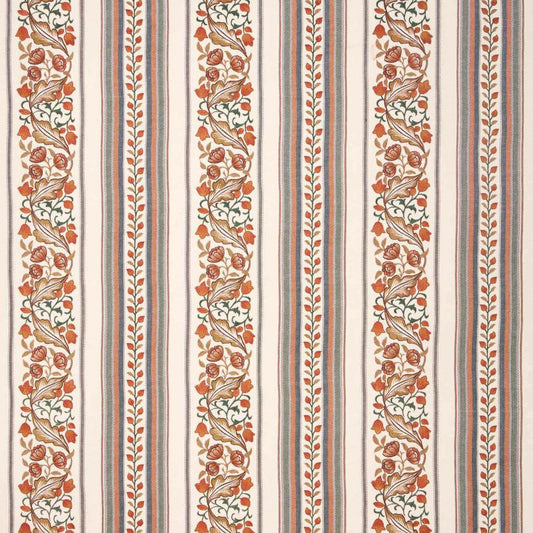 Bluebell & Peony Embroidery Fabric - Russet/Forest - Morris & Co - 237660 - Premier Wallcovering