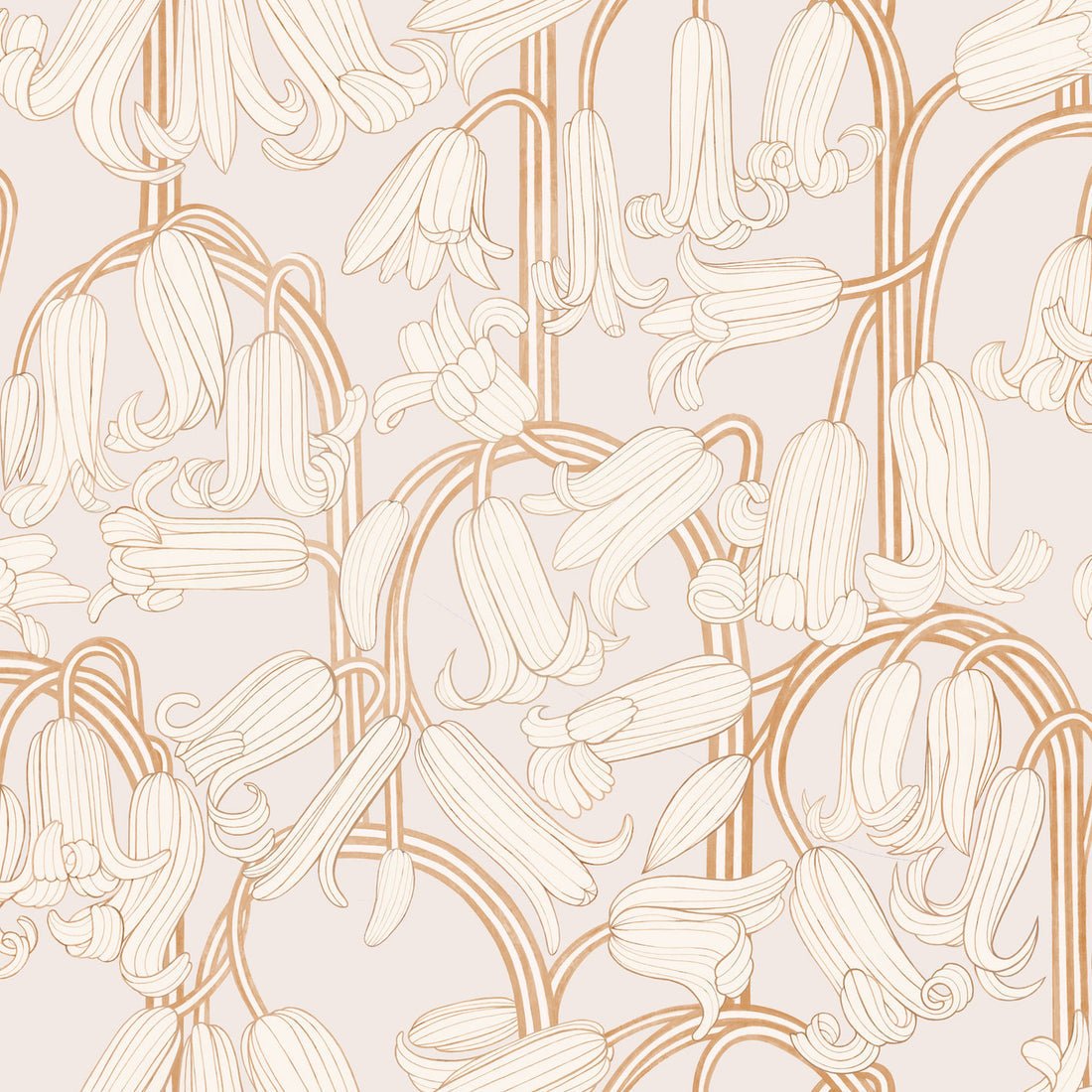 Bluebells Wallpaper - Pink & Cream - Summer Gray - Premier Wallcovering