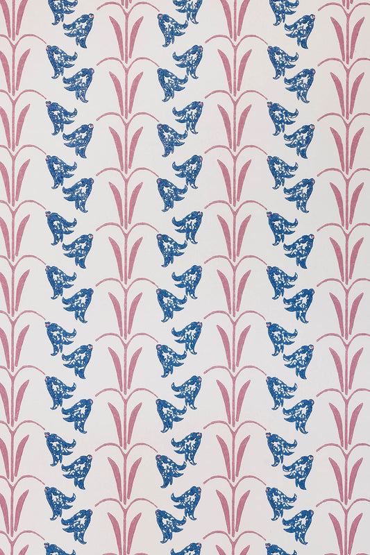 Bluebells Wallpaper - Blue / Raspberry - BG3000101 - Barneby Gates - Premier Wallcovering