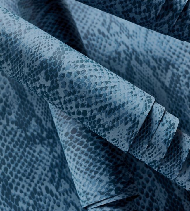 Boa Wallpaper - Aqua on Metallic Gold - Thibaut - T75167 - Premier Wallcovering