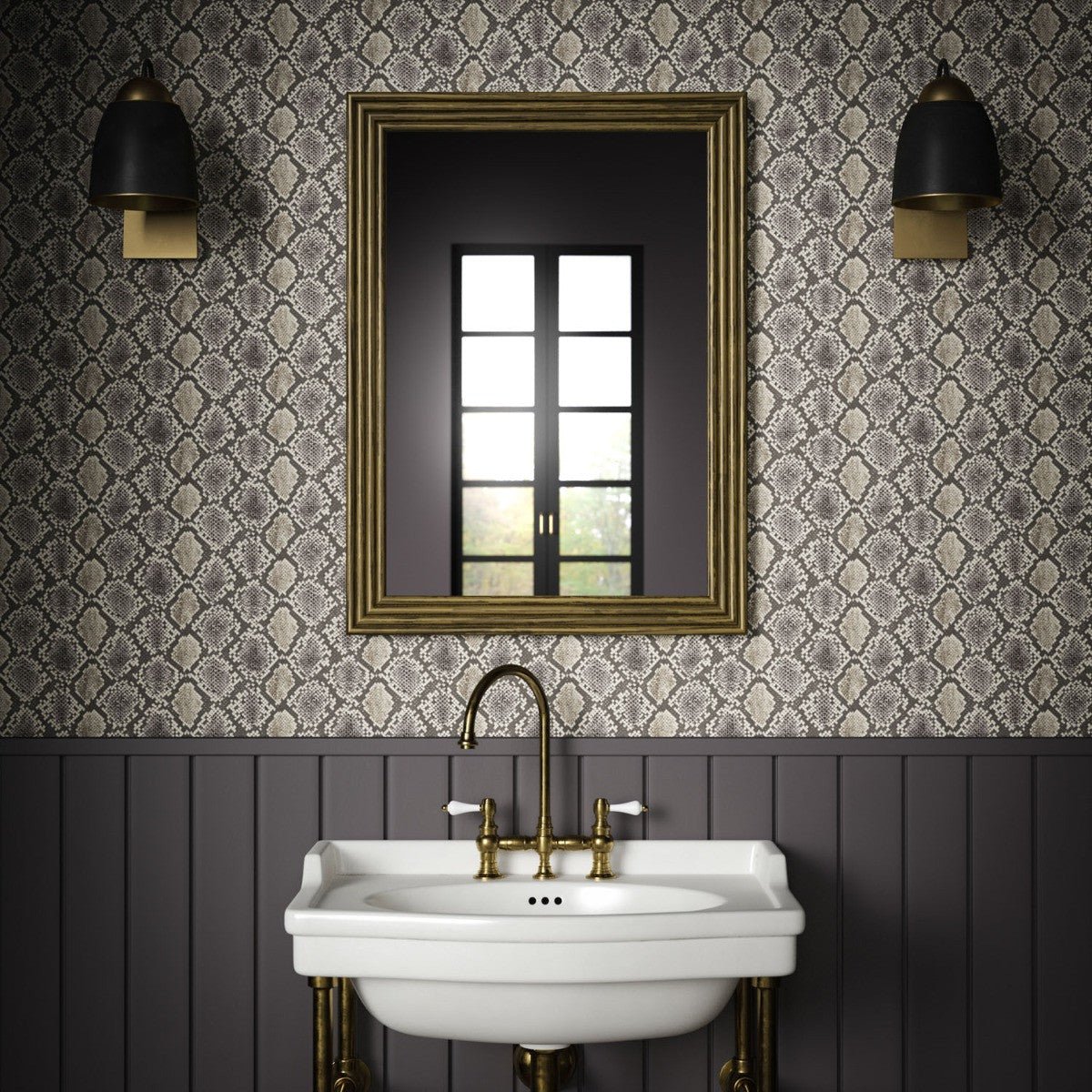 Boa Wallpaper - Espresso - Warner House - Premier Wallcovering