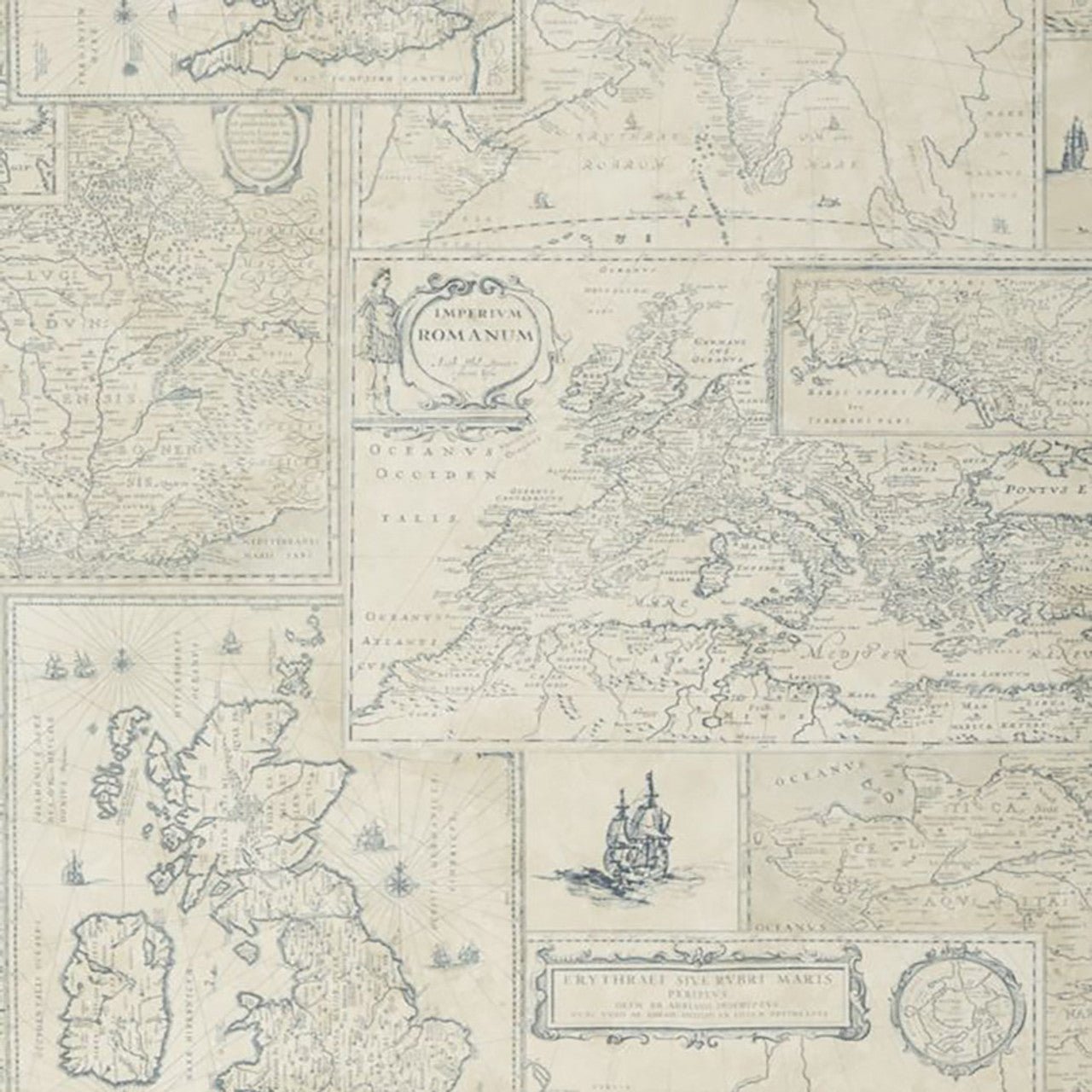 Bohemian Travels Wallpaper - Indigo - Mulberry Home - FG077/H10 - Premier Wallcovering