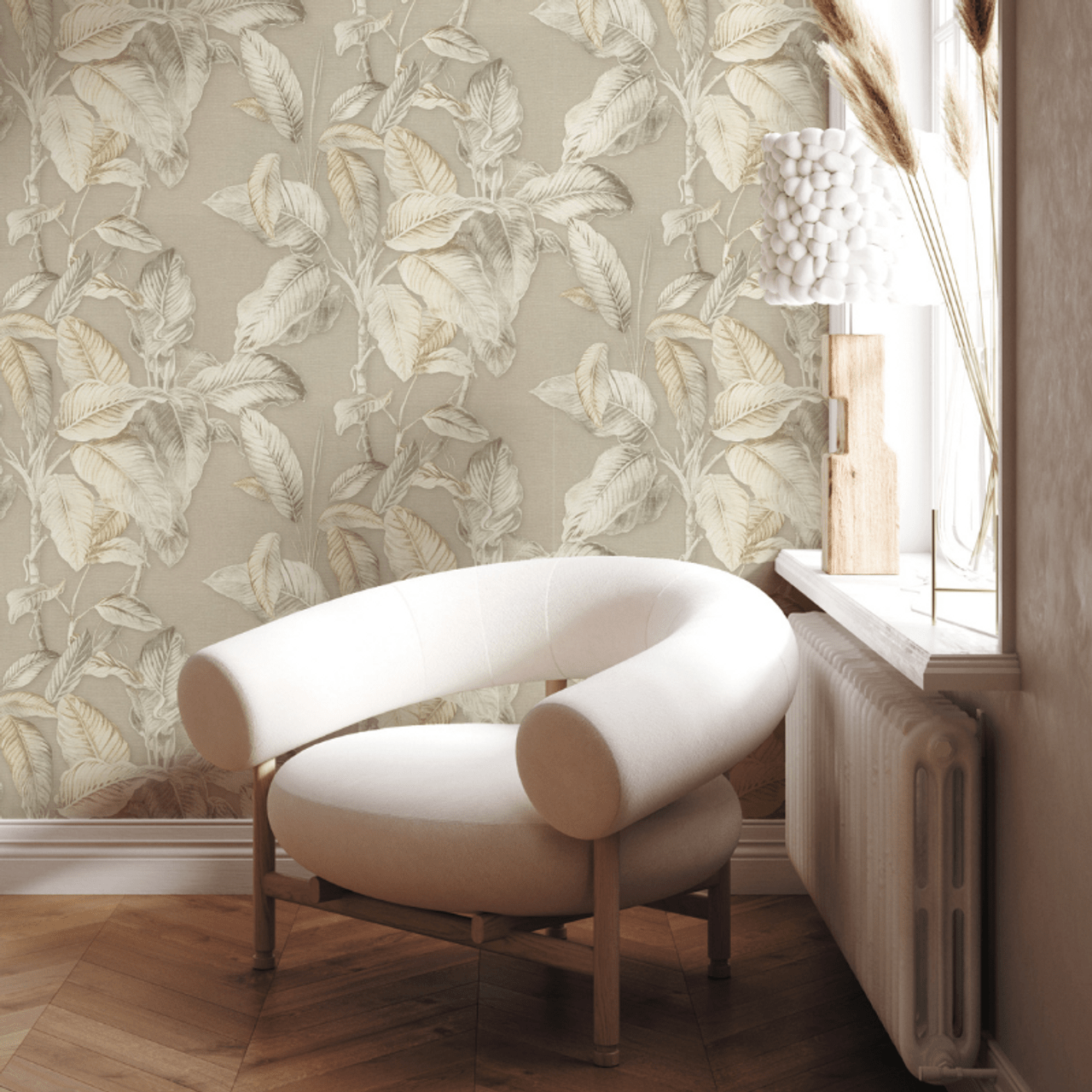 Boho Palm Wallpaper - Neutral - Rasch - 571455 - Premier Wallcovering