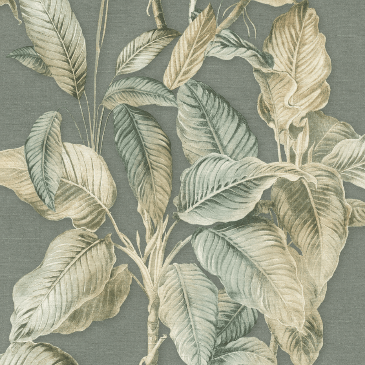 Boho Palm Wallpaper - Chalky Blue - Rasch - 571462 - Premier Wallcovering