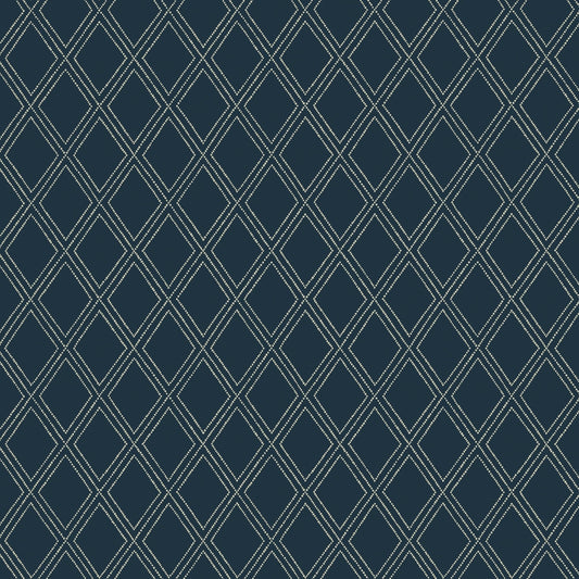 Bonaire Wallpaper - Cream on Navy - Thibaut - T88753 - Premier Wallcovering