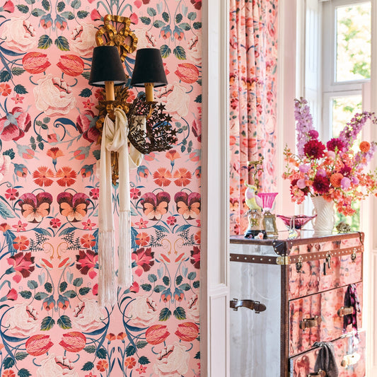 Bonita Matte Wallpaper - Chateau Rose - Romo - Temperley London - W456/01 - Premier Wallcovering