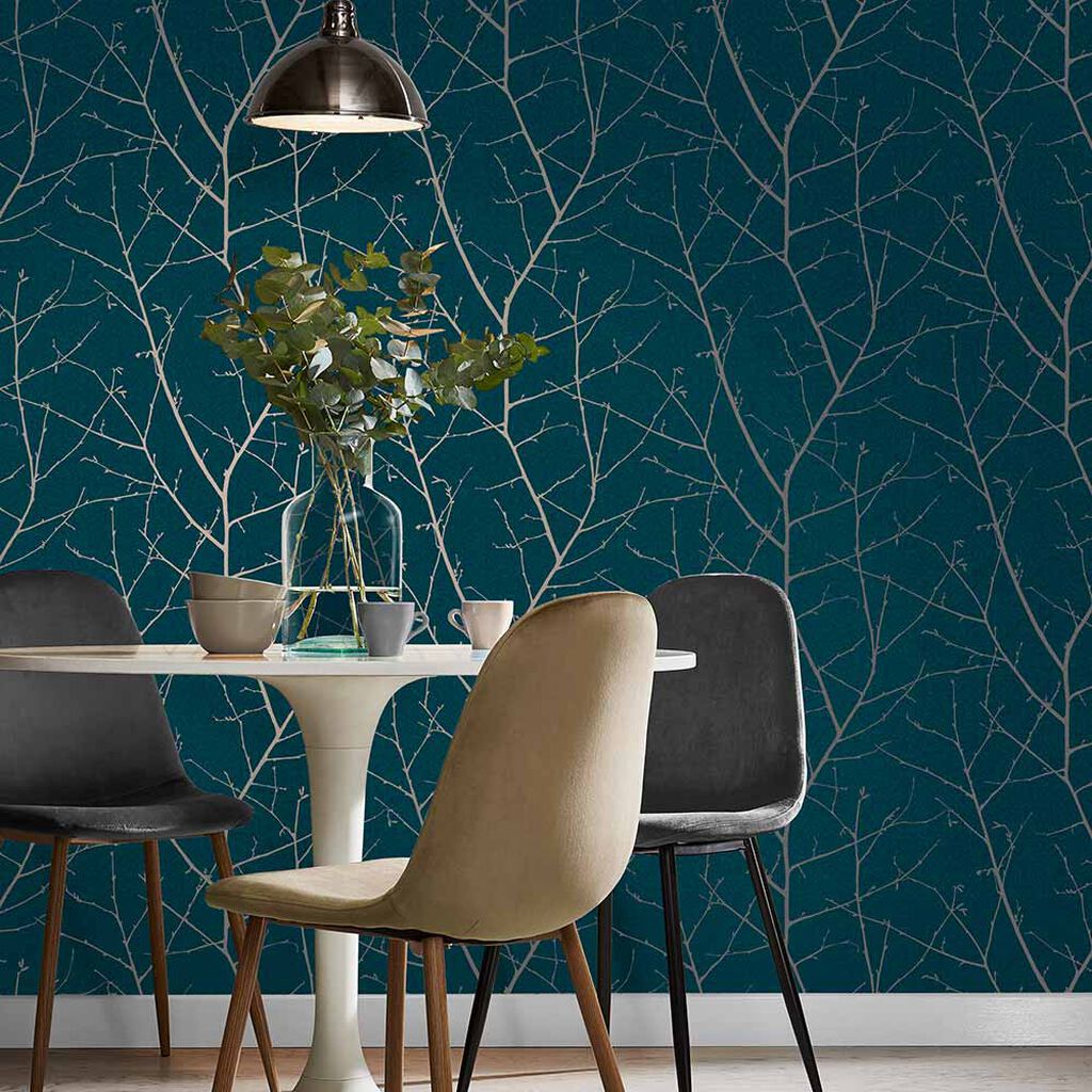 Boreas Wallpaper - Teal Silver - Graham & Brown - 107582 - Premier Wallcovering