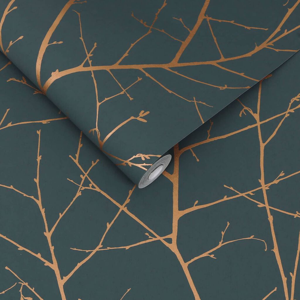 Boreas Wallpaper - Teal & Copper - Graham & Brown - 119798 - Premier Wallcovering