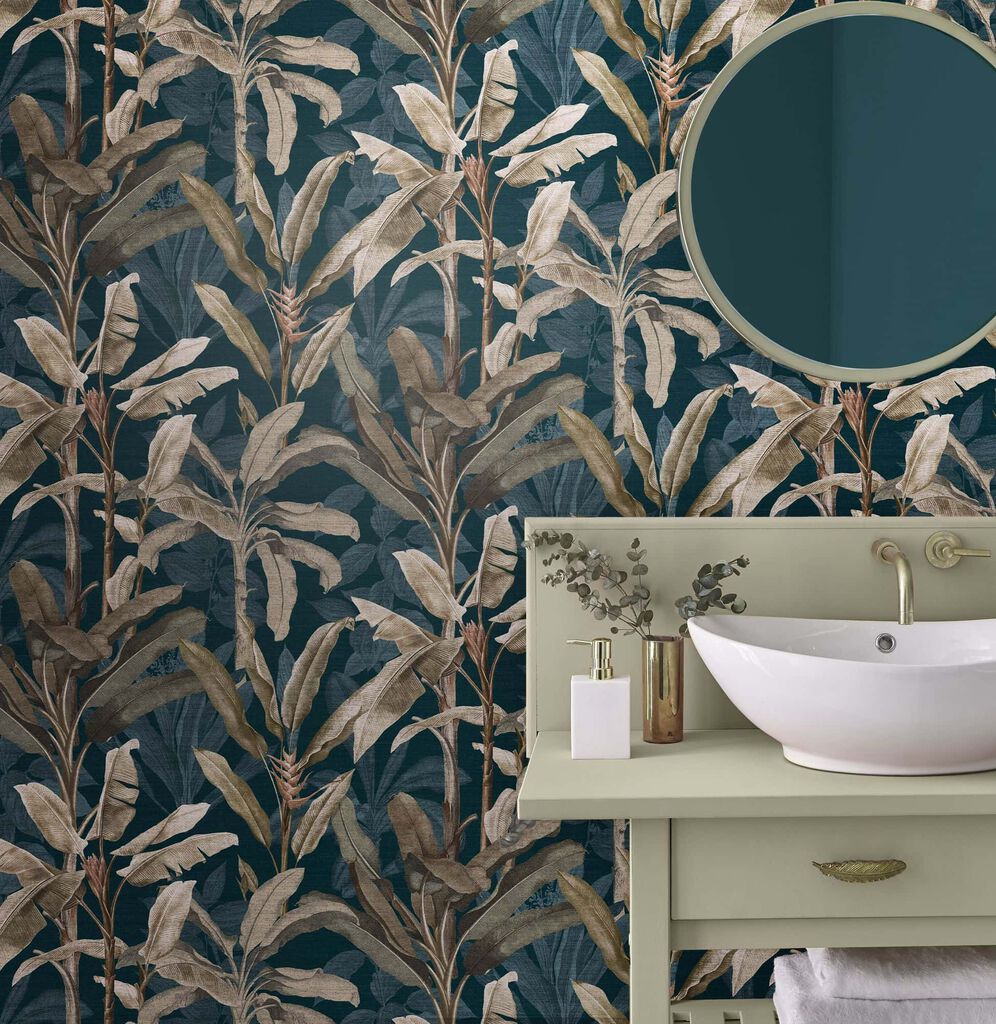 Borneo Wallpaper - Teal - Graham & Brown - 118030 - Premier Wallcovering