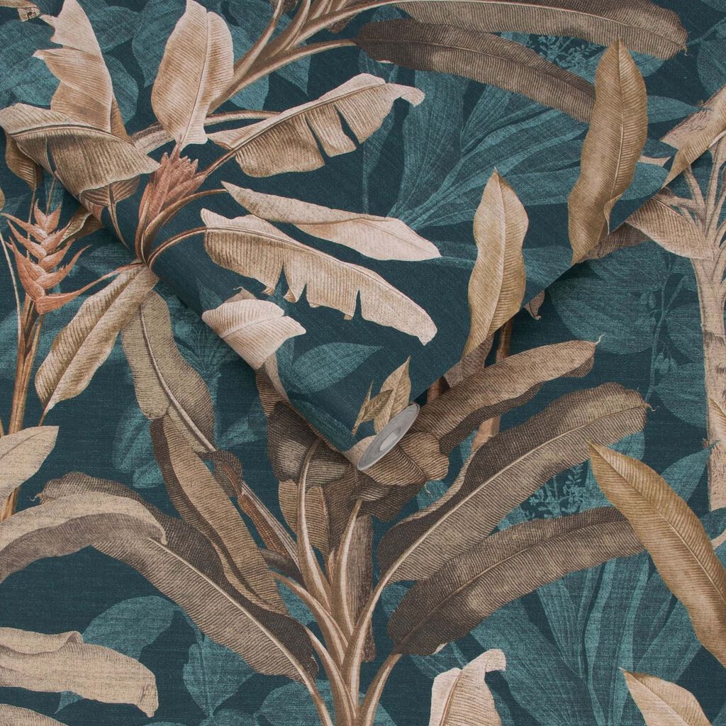 Borneo Wallpaper - Teal - Graham & Brown - 118030 - Premier Wallcovering