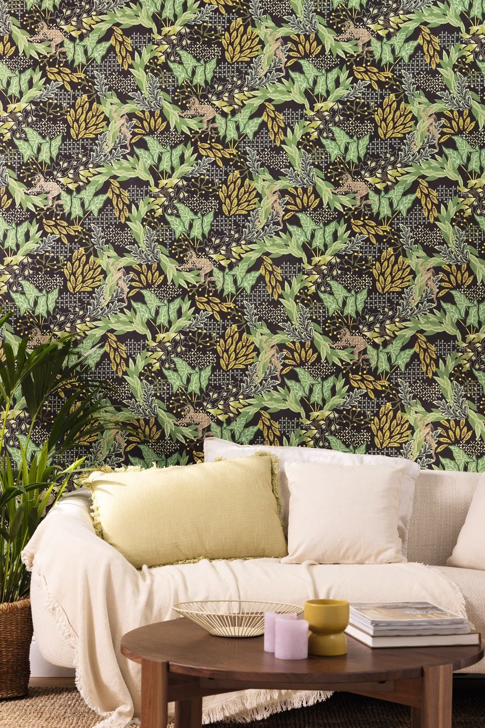 Borneo Wallpaper - Noir Vert - Caselio - 104919703 - Premier Wallcovering