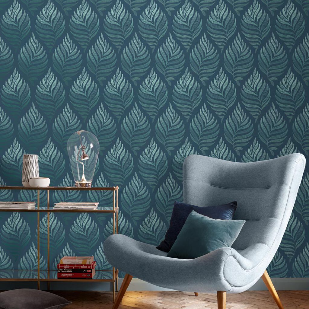 Botanica Wallpaper - Teal - Graham & Brown - 105452 - Premier Wallcovering