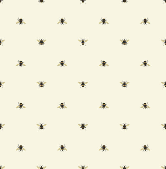 Botanical Bee Wallpaper - Cream - Joules - 118544 - Premier Wallcovering