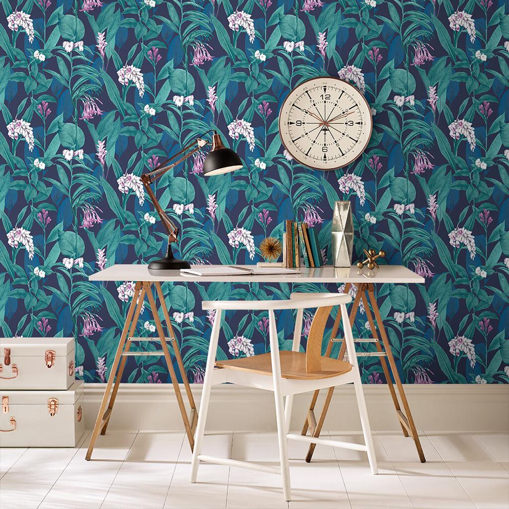 Botanical Wallpaper - Midnight - Graham & Brown - 103799 - Premier Wallcovering