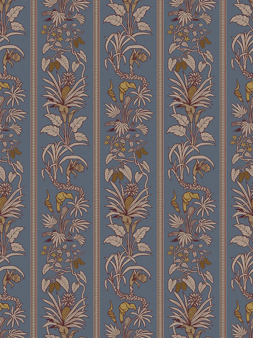 Botanize Heritage Recycled Velvet Fabric - Whale Blue - Divine Savages - DVS046-BH-WB-VEL - Premier Wallcovering