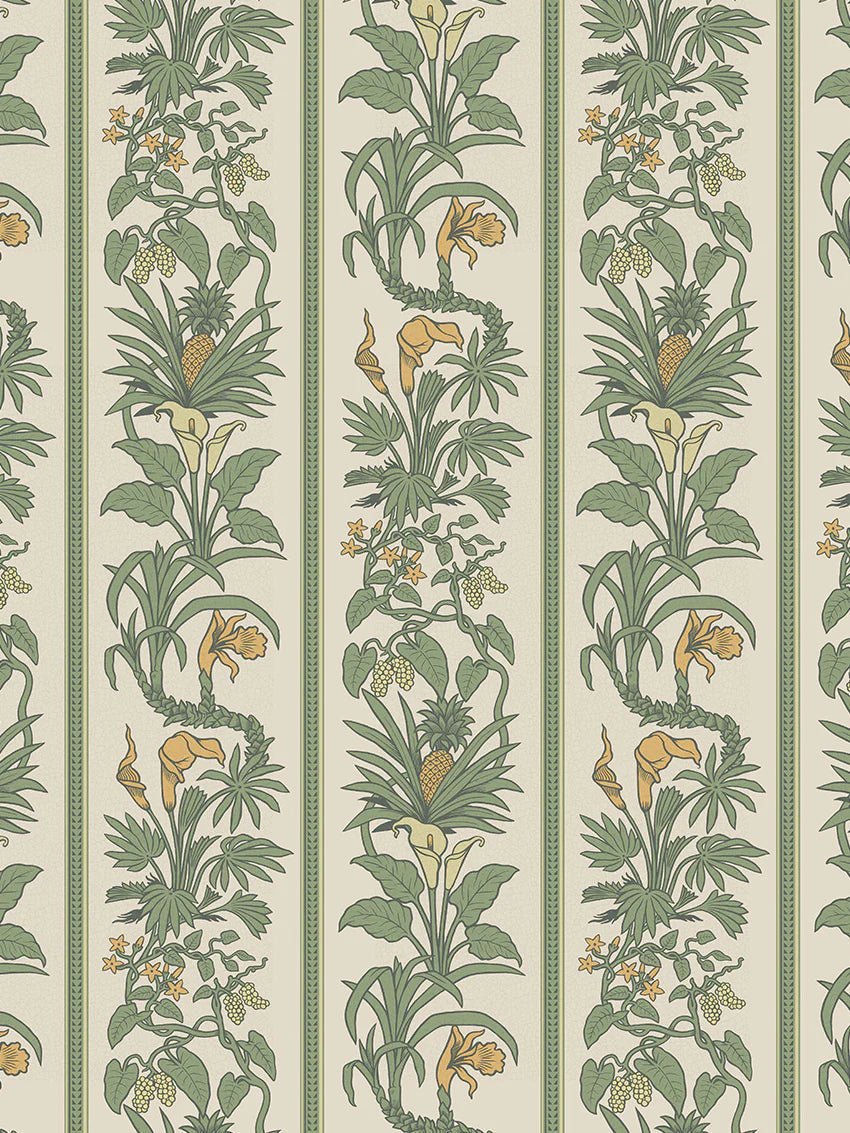 Botanize Heritage Recycled Velvet Fabric - Palm Green - Divine Savages - DVS047-BH-PGR-VEL - Premier Wallcovering