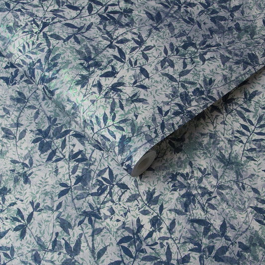 Botany Iridescent Wallpaper - Midnight Blue - Graham & Brown - 105113 - Premier Wallcovering