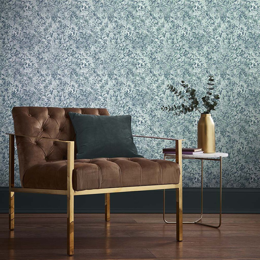 Botany Iridescent Wallpaper - Midnight Blue - Graham & Brown - 105113 - Premier Wallcovering