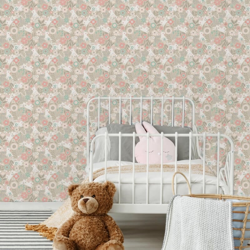 Bouncing Binnies Wallpaper - Coconut Mix - Hoopla Walls - HWA1315W - Premier Wallcovering