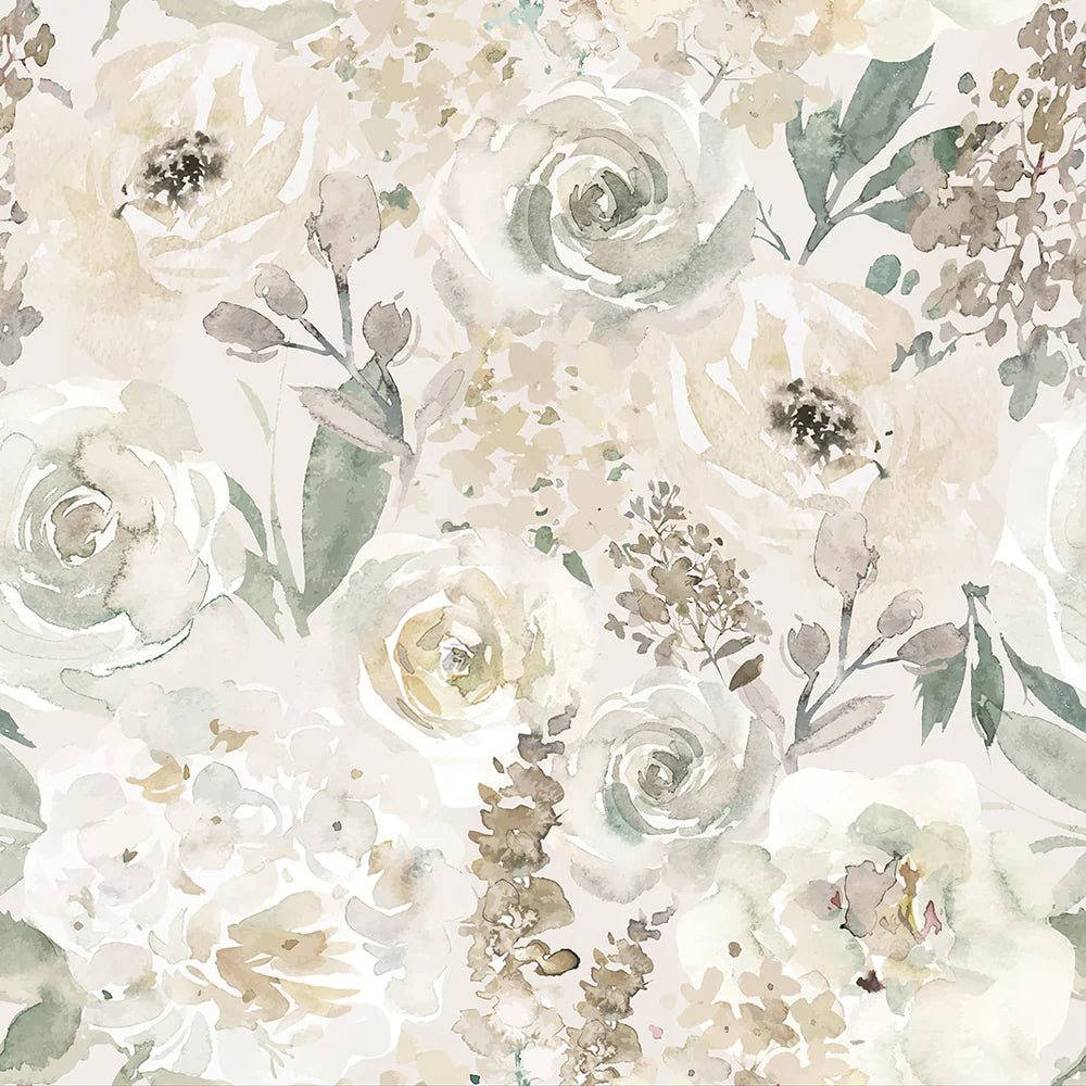 Bouquet De Fleurs Wallpaper - Soft Neutrals - LAN100033 - Lucie Annabel - Premier Wallcovering