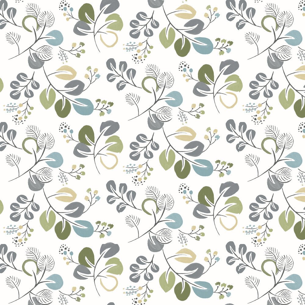 Bouquet Wallpaper - Green/Blue - A Street Prints - FD25123 - Premier Wallcovering