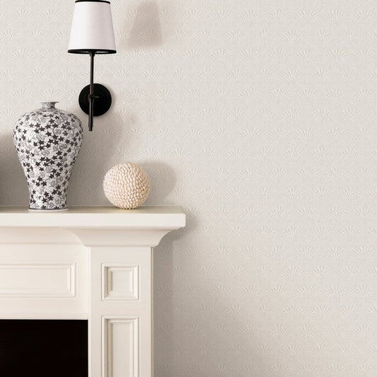 Boutique Fan Wallpaper - White - Galerie - F-AF7001 - Premier Wallcovering