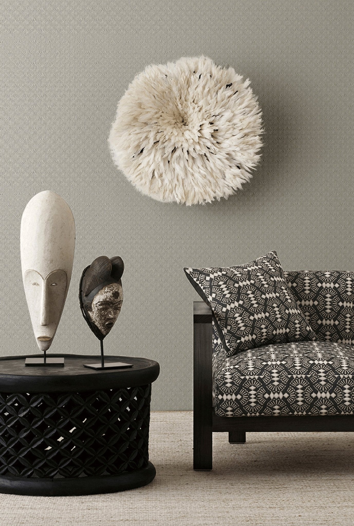 Boutique Fan Wallpaper - Beige - Galerie - F - AF7003 - Premier Wallcovering
