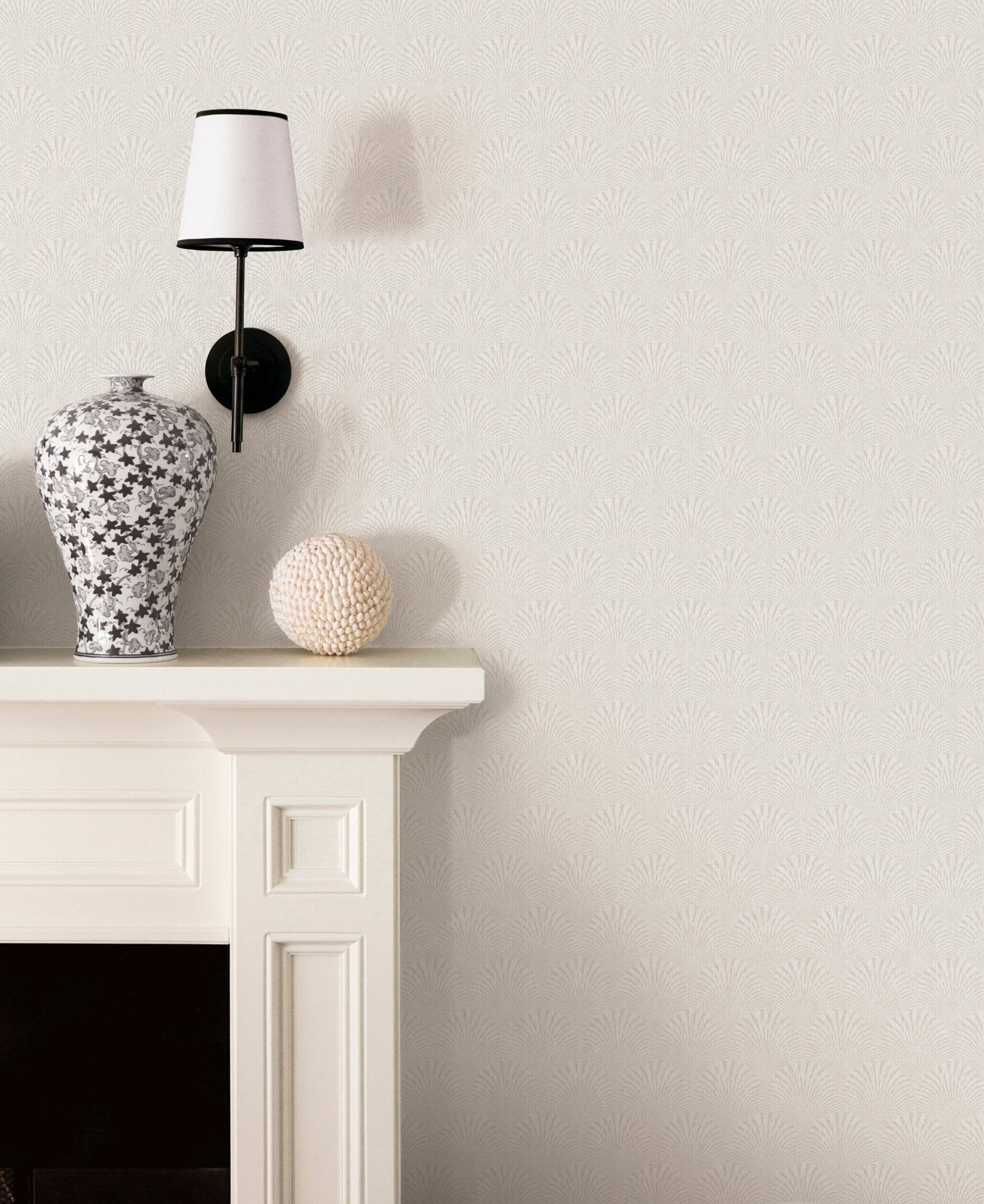 Boutique Fan Wallpaper - White - Galerie - F - AF7001 - Premier Wallcovering