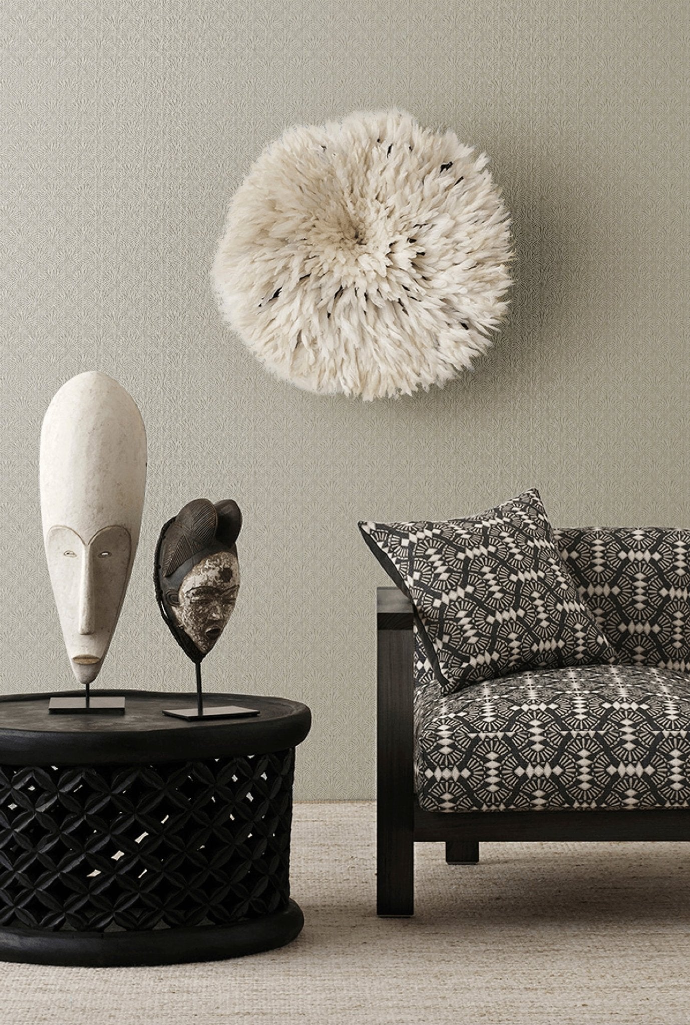 Boutique Fan Wallpaper - Sheen Beige - Galerie - F - AF7002 - Premier Wallcovering