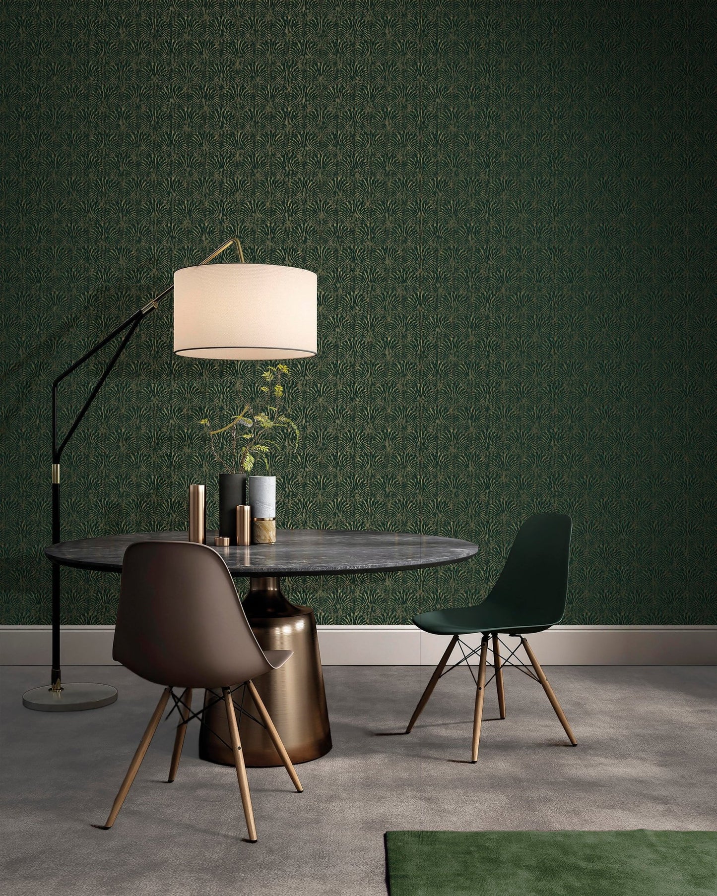Boutique Fan Wallpaper - Green - Galerie - F - AF7006 - Premier Wallcovering