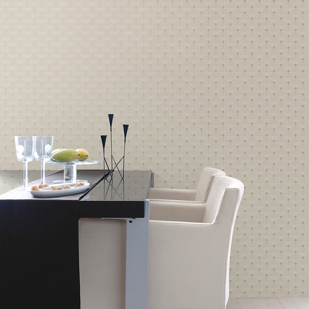Boutique Geo Key Wallpaper - Metallic Cream - Galerie - F-PL3001 - Premier Wallcovering