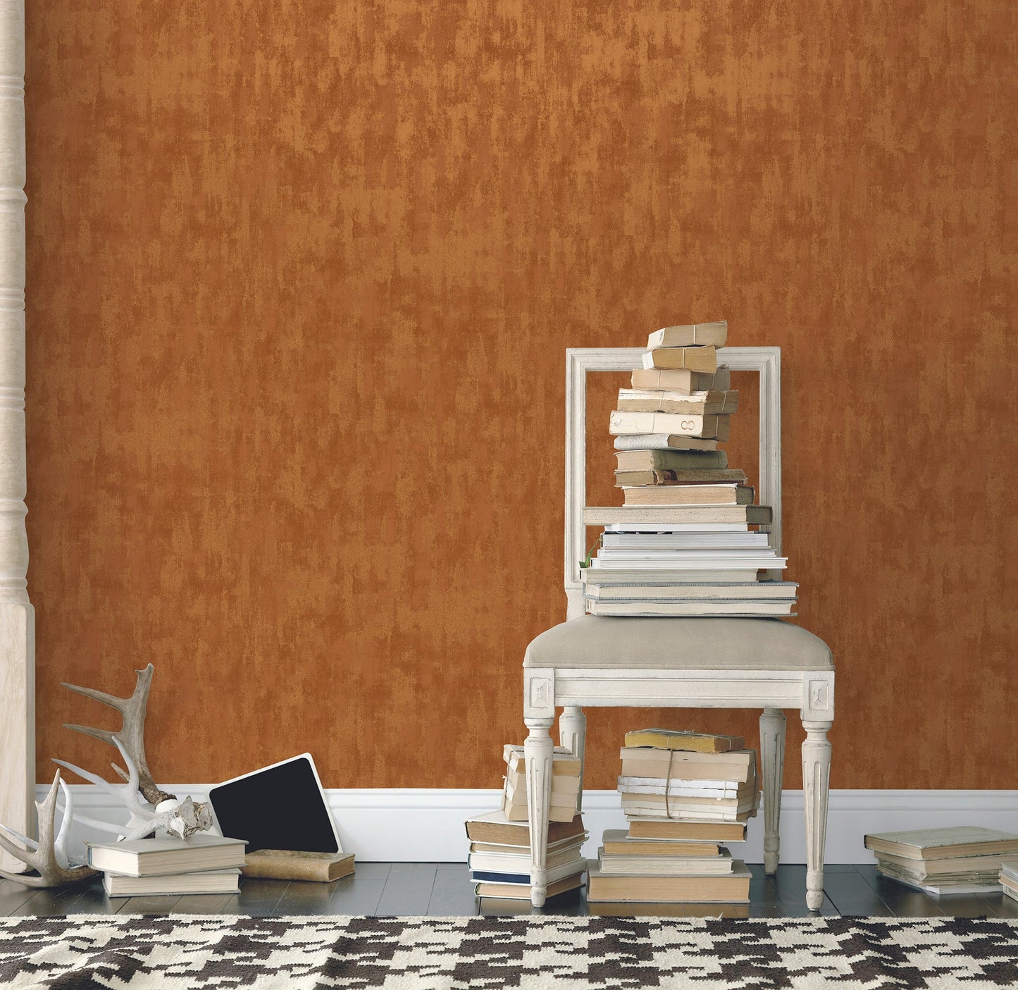 Boutique Tonal Plain Wallpaper - Orange - Galerie - F - VE5005 - Premier Wallcovering