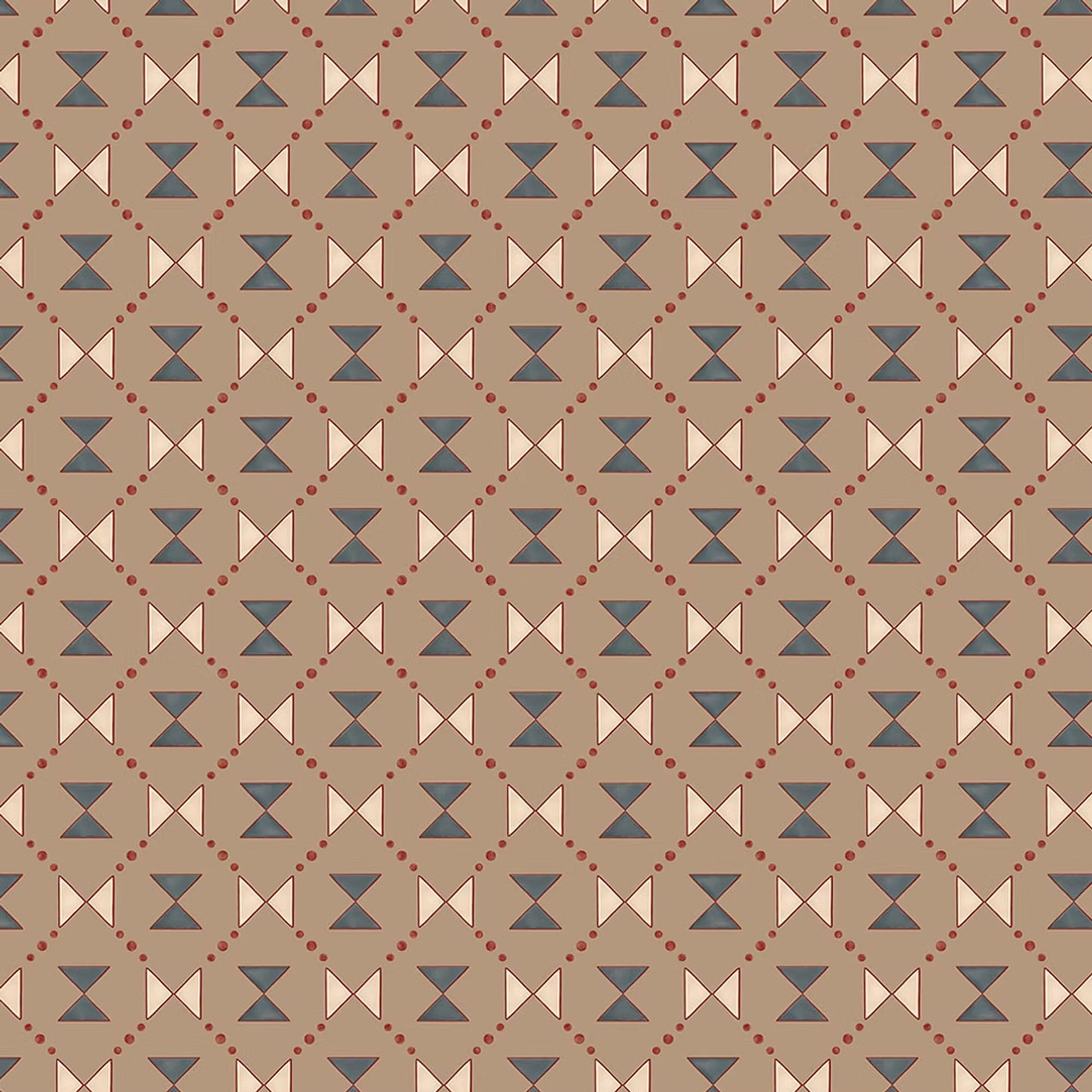 Bow Tie Quilt Wallpaper - Beige and Steel Grey - Ottoline - W-BOTI-3 - Premier Wallcovering