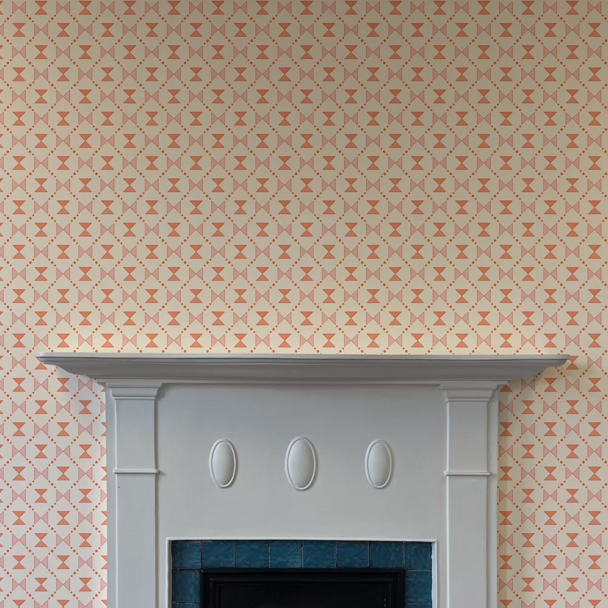 Bow Tie Quilt Wallpaper - Pink and Coral - Ottoline - W-BOTI-2 - Premier Wallcovering