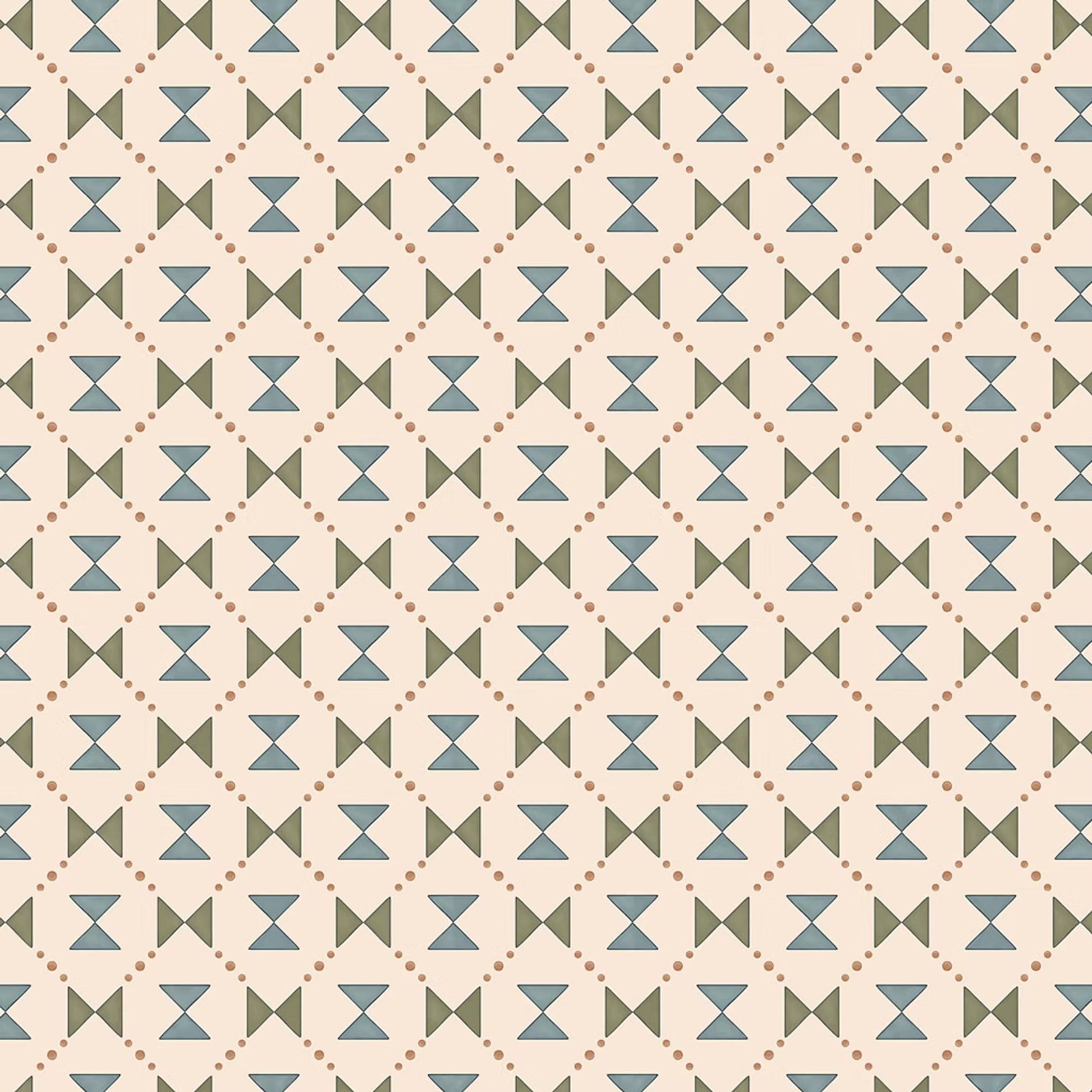 Bow Tie Quilt Wallpaper - Blue and Green - Ottoline - W-BOTI-1 - Premier Wallcovering