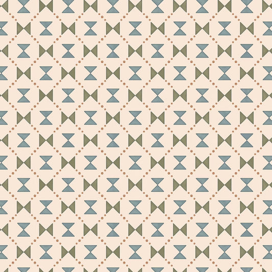 Bow Tie Quilt Wallpaper - Blue and Green - Ottoline - W-BOTI-1 - Premier Wallcovering