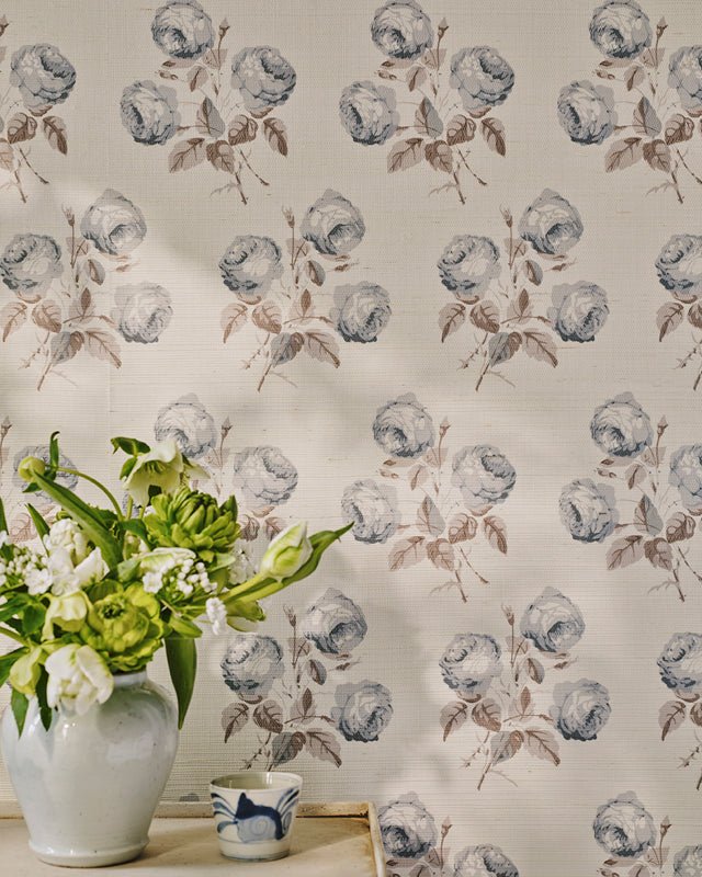 Bowood Sisal Wallpaper - Blue/Grey - Colefax & Fowler - W7028-01 - Premier Wallcovering