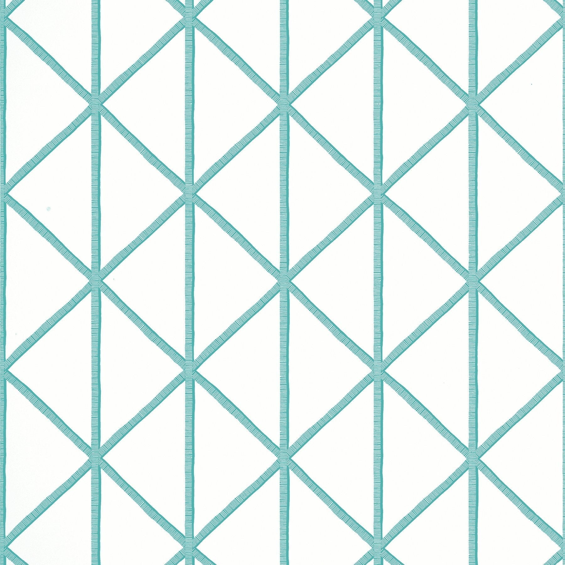 Box Kite Wallpaper - Turquoise - Thibaut - T10132 - Premier Wallcovering