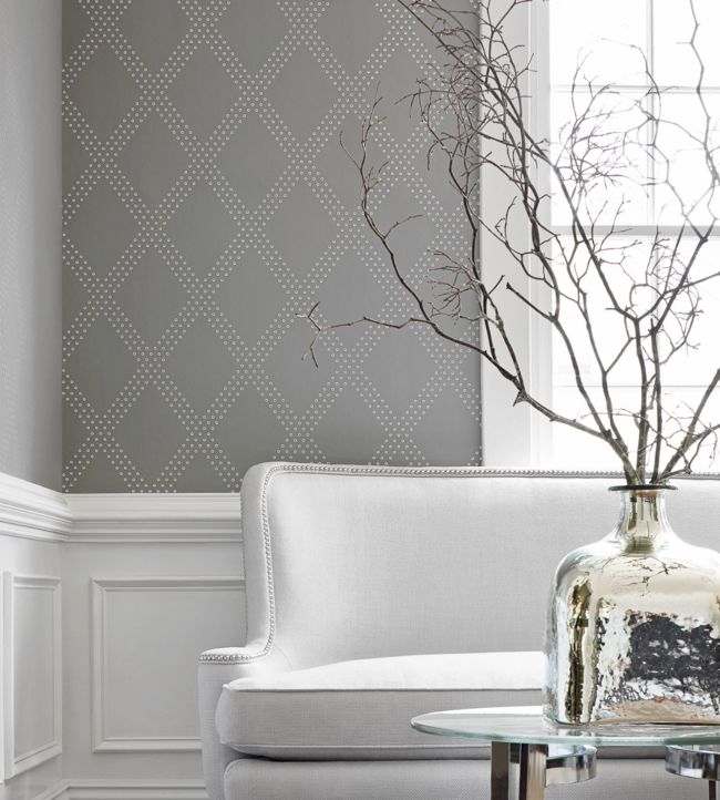 Brad Wallpaper - Silver on Navy - Thibaut - T11040 - Premier Wallcovering