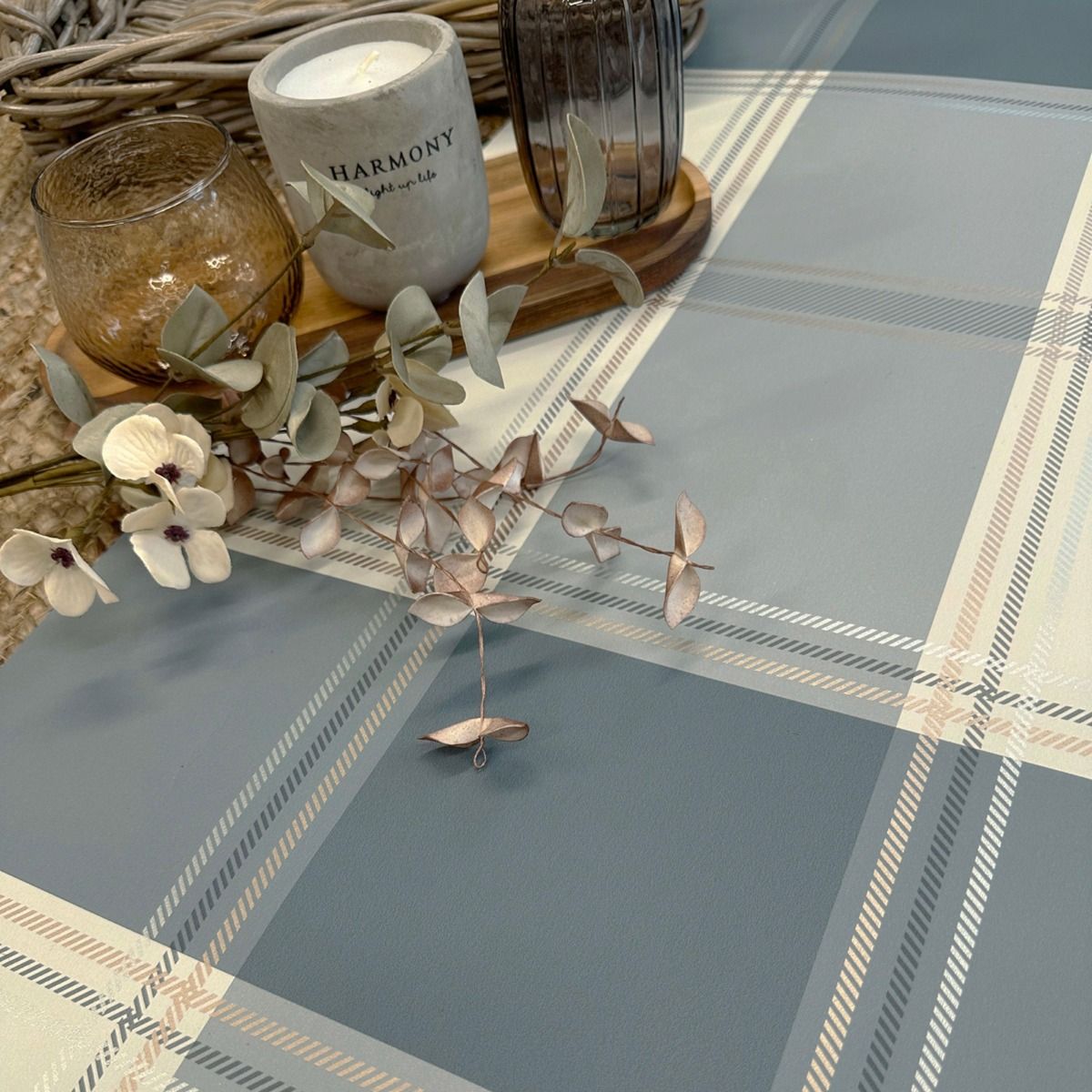 Bramble Check Wallpaper - Blue - Belgravia - 2306 - Premier Wallcovering