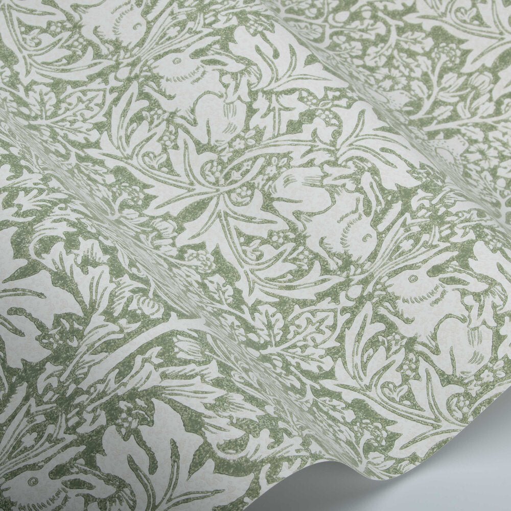 Brer Rabbit Wallpaper - Leaf Green - 217389 - Morris Wallpaper WD - Premier Wallcovering