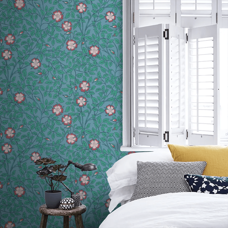 Briar Rose Wallpaper - Marine Blue - Little Greene - 0263BRMARIN - Premier Wallcovering