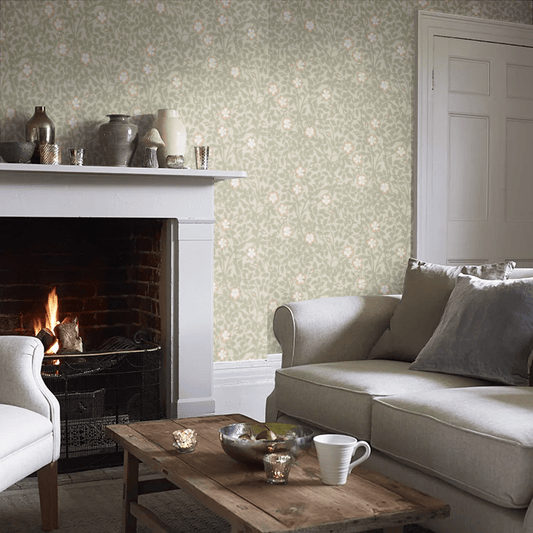 Briar Rose Wallpaper - Green Mist - Little Greene - 0263BRGMIST - Premier Wallcovering