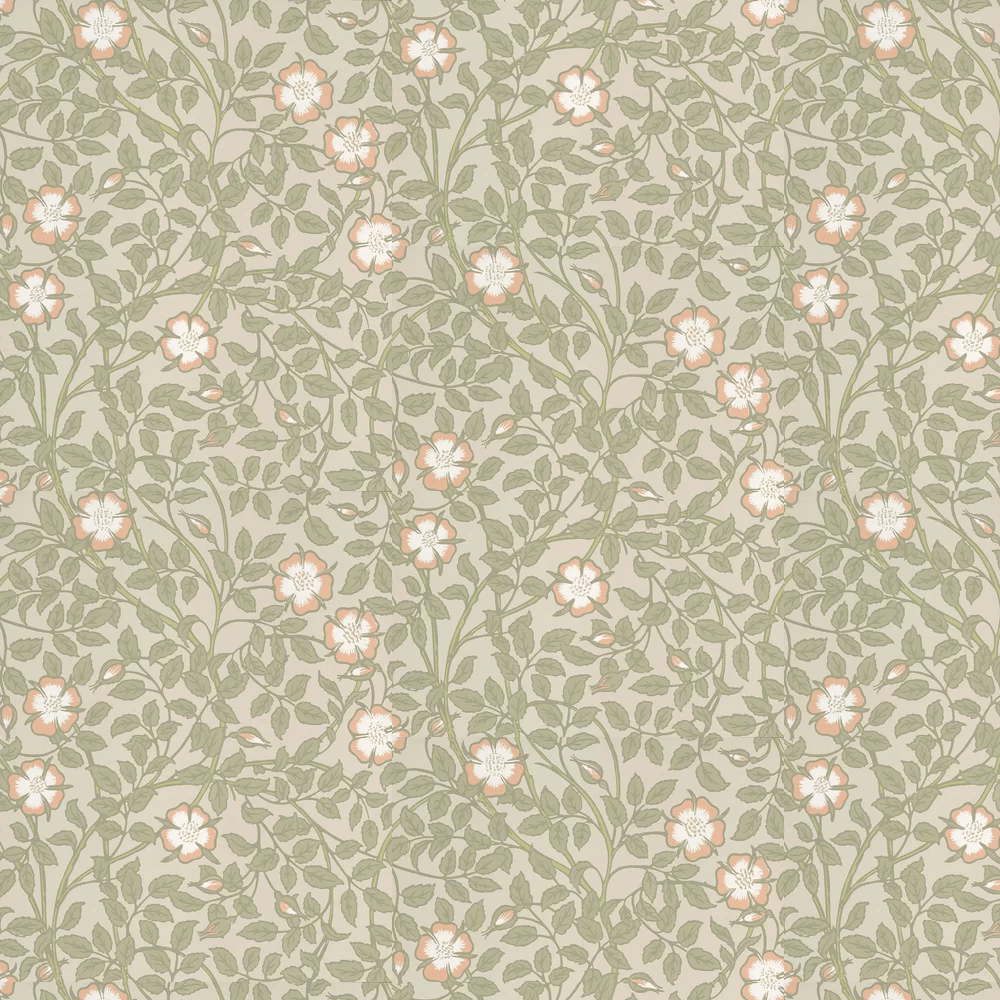 Briar Rose Wallpaper - Green Mist - Little Greene - 0263BRGMIST - Premier Wallcovering
