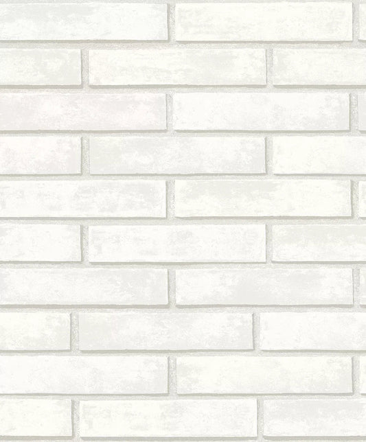 Brick Wallpaper - White - NextWall - NW40600 - Premier Wallcovering