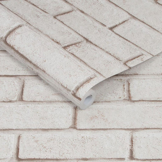 Brick Wallpaper - White & Red - Superfresco Easy - 103453 - Premier Wallcovering